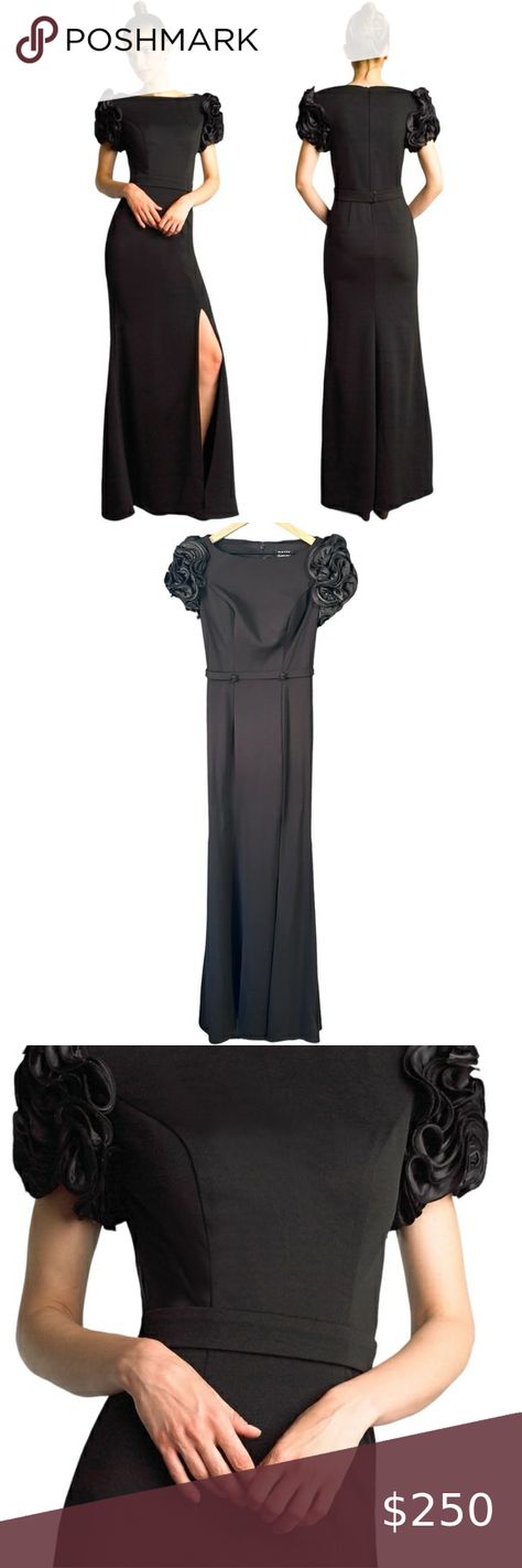 Basix Black Label Floral Sleeve Long Dress Evening Gown Size 2 Classic Black Basix Black Label, Floral Sleeves, Sleeve Long Dress, Floral Sleeve, Dress Evening, Evening Dresses Long, Black Label, Selling Online, Evening Gown