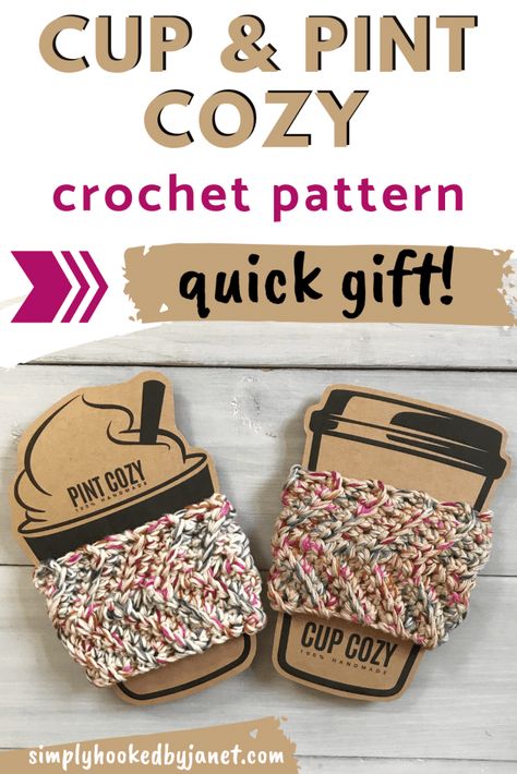 Crochet Pint Cozy Pattern Free, Ice Cream Pint Cozy Crochet Pattern Free, Crochet Cup Cozy With Handle Free Pattern, Ice Cream Cozy Crochet, Pint Cozy Pattern Free, Crochet Ice Cream Pint Cozy Pattern, Cup Cozy Template Free Printable, Coffee Cup Cozy Crochet Pattern Free, Easy Crochet Coffee Cozy Free Pattern