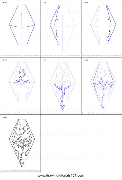 How to Draw Skyrim Logo printable step by step drawing sheet : DrawingTutorials101.com Skyrim Drawing Easy, Skyrim Flash Tattoo, D20 Drawing, Skyrim Sketch, Skyrim Embroidery, Skyrim Dragon Drawing, Skyrim Logo Art, Skyrim Painting, Skyrim Journal