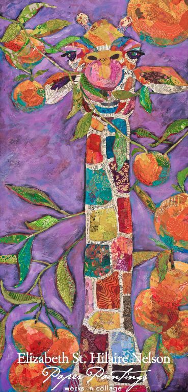 Elizabeth St. Hilaire Nelson  Tangerine Dream Torn Paper Art, Torn Paper Collage, Collage Quilting, Paper Paintings, Collage Quilts, Tangerine Dream, Giraffe Art, A Giraffe, Art Print Display