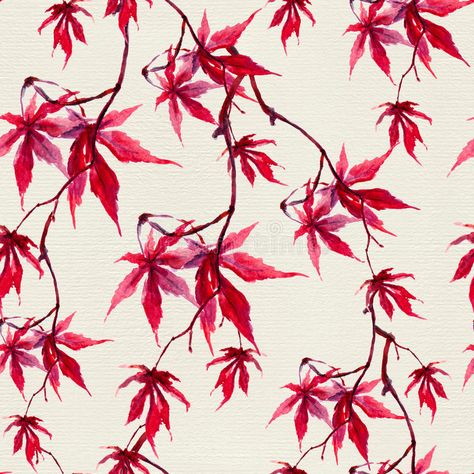 Maple Tree Tattoos, Japanese Red Maple, Leaves Seamless Pattern, Red Maple Tree, Pattern Japanese, Red Autumn, Photography Backdrop Stand, Japanese Watercolor, Chinese Pattern