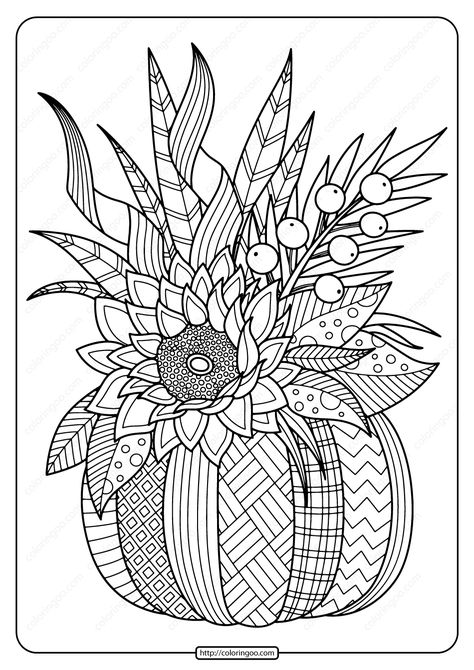 Free printable Fall Pumpkin with Flower adult coloring pages for kids of all ages. You can print or download them to color and offer them to your family and friends. #printable #pdf #fall #pumpkin #flower #coloring #drawing #page #book #adult Halloween Pumpkin Coloring Pages, Autumn Coloring Pages, Fall Coloring Sheets, Pumpkin Coloring, Free Halloween Coloring Pages, Halloween Coloring Sheets, Fall Coloring, Pumpkin Coloring Pages, Halloween Coloring Book