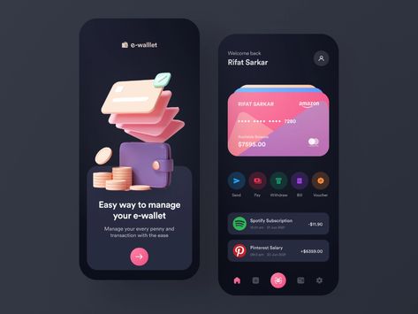 Ui Design Principles, Unique Website Design, Ux App Design, Ui Ux App, Mobile App Design Inspiration, Banking App, Digital Wallet, Website Design Layout, App Design Inspiration