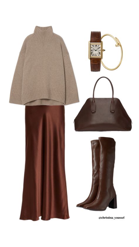 Fall outfit | outfit ideas | outfit inspiration | Brown outfit Burgundy And Brown Outfit, Burgundy And Brown, Trendy Outfit Inspo, Burgundy Fashion, Evening Dresses With Sleeves, Brown Outfit, Ideas Outfit, Stunning Outfits, Dressed To Kill