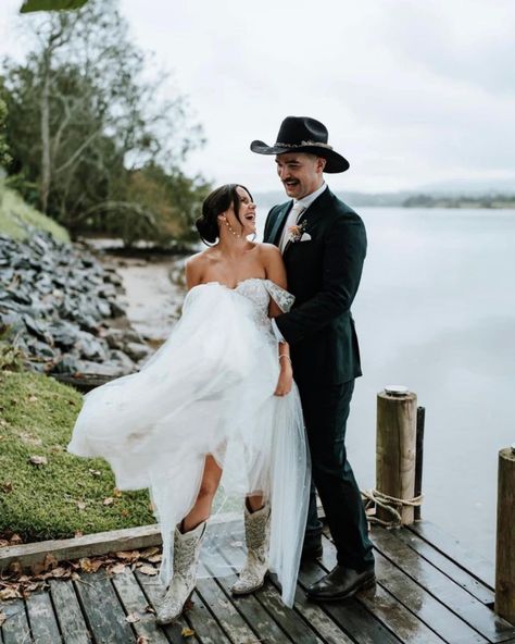 The bride with her stunning Corral White Wedding boots! 

At Outback Traders Australia, we're honored to be a part of such special moments, providing footwear that not only enhances your style but also becomes a cherished part of your journey. 🌟 Here's to the happy couple and the beginning of a lifetime filled with love, laughter, and unforgettable adventures! 🥂✨ 

#corralboots #whiteboots #weddingboots #outbacktraders #outbacktradersau #marchbride Bride With Boots, White Wedding Boots, Horse Wedding, Wedding Boots, Corral Boots, Wedding Pic, White Boots, Special Moments, Happy Couple