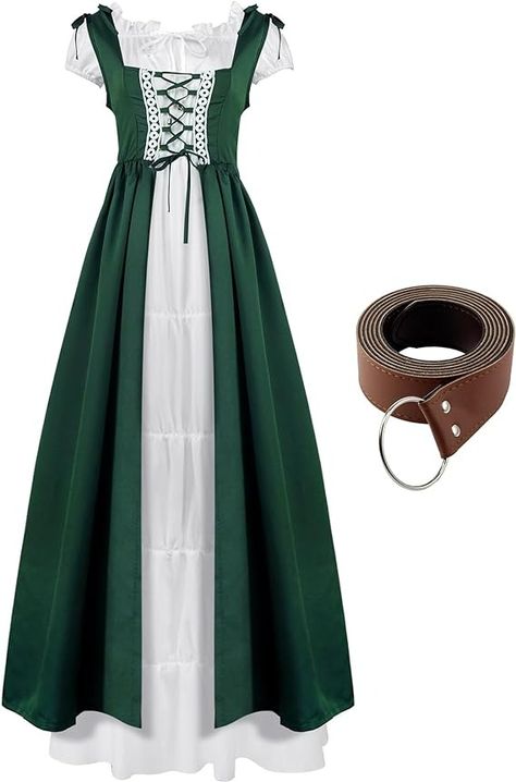 Amazon.com: ramede Women Renaissance Medieval Dress Halloween Irish Costume Fairy Traditional Viking Costume for Women Cosplay, Green(M) : Clothing, Shoes & Jewelry Irish Costume, 1850s Dress, Irish Costumes, Ren Faire Outfits, Irish Dress, Medieval Garb, Fair Outfits, Viking Costume, Costume For Women