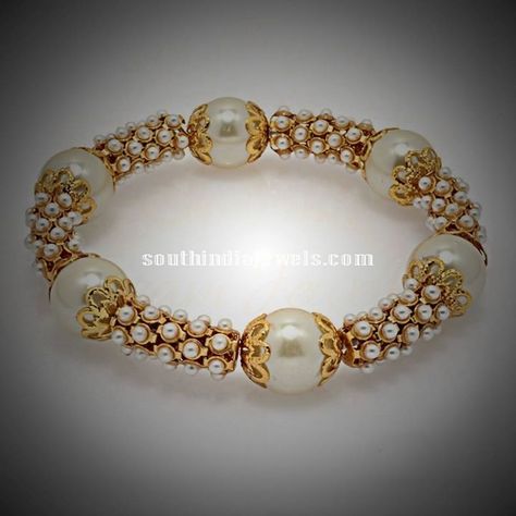 Pearl Bangles Gold, Jewellery Bangles, Pearl Bangles, Gold Bangles Indian, Gold Pearl Jewelry, Neck Pieces Jewelry, Pearl Jewelry Design, Gold Jewelry Simple Necklace, Gold Necklace Indian Bridal Jewelry