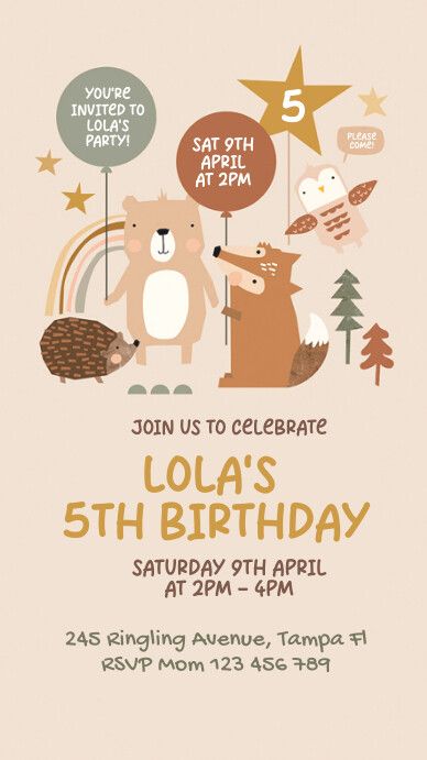 Kids Birthday invite Animal Party Invitations, Woodland Animal Birthday, Baby Birthday Invitations, Animal Birthday Party, Kids Birthday Party Invitations, Birthday Party Invite, Baby Invitations, Party Invitations Kids, Woodland Theme