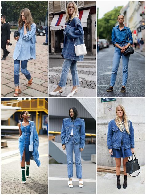 Double Denim Outfit 2023, How To Wear Double Denim, Double Denim Women, Denim Monochromatic Outfit, Double Jeans Outfit, Mismatched Denim Outfit, Denim On Denim Summer Outfit, All Denim Look, Double Denim Outfit Women