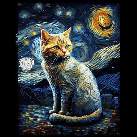 Orange Kittens, Arte Van Gogh, Soyut Sanat Tabloları, Starry Night Van Gogh, Cat Posters, Arte Animal, Cat Wallpaper, Cat Painting, Interstellar