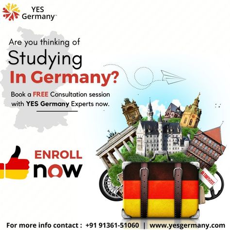 Do You Think about Studying in Germany? Book a FREE Consultation session with YES Germany Experts.Our Counselor Helps in getting admission to top Universities of Germany Study in Germany With a world-class education system and technically sound country, Germany has now become the preferred study abroad choice of international students. Study Abroad Germany, Study In Germany, Instagram Grid Design, Visa Consultant, Education Consultant, Photoshop Design Ideas, Overseas Education, Global Education, Study Plan