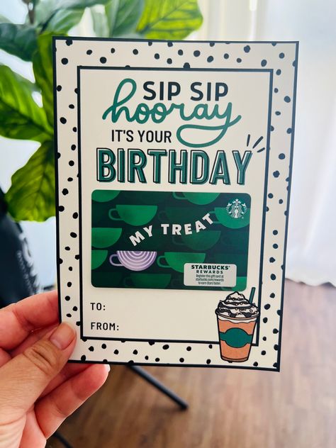 Starbucks Gift Card Ideas Birthday, Starbucks Birthday Card, Teacher Birthday Ideas, Birthday Starbucks, Staff Treats, Birthday Card Holder, Happy Birthday Coffee, Coffee Birthday, Birthday Gift Card Holder