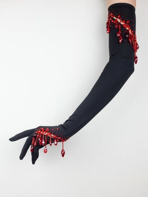 All Gloves — C'est Jeanne Glove Design, Beaded Gloves, Velvet Gloves, Fashion Gloves, Illusion Tulle, Photoshoot Idea, Red Beads, Index Finger, Red Bead