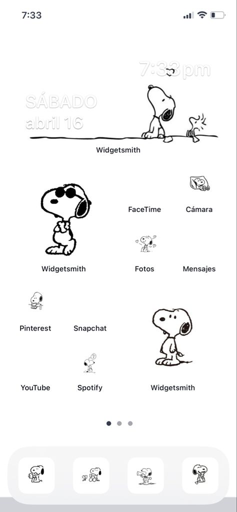 Snoopy Ios Layout, Snoopy App Icon, Snoopy Homescreen Layout, Snoopy Phone Layout, Snoopy Phone Theme, Snoopy Homescreen, Phone Transformation, Homescreen Design, Baby Pink Wallpaper Iphone