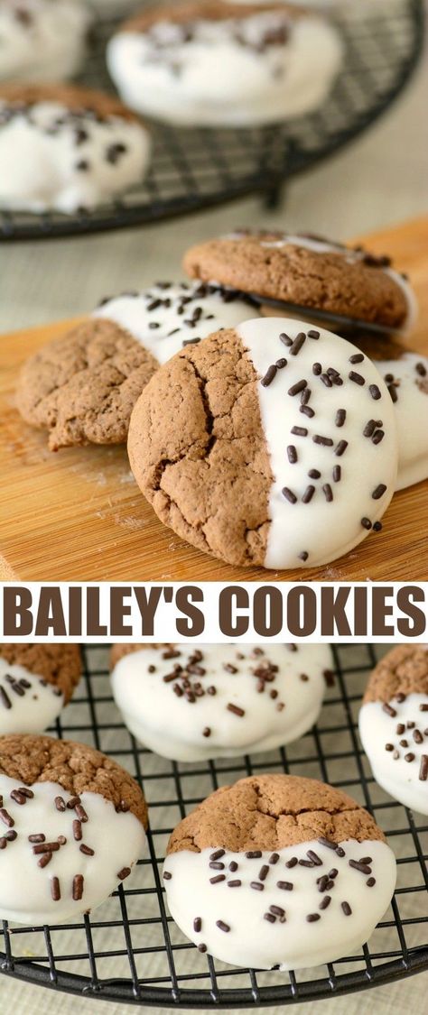 This is absolutely the best Bailey's Chocolate Dipped Cookies Recipe for a delicious St. Patrick’s Day dessert incorporating Bailey’s Irish Cream. Cupcakes White, Baileys Recipes, Chocolate Dipped Cookies, Dessert Vegan, Boozy Desserts, Dipped Cookies, Baileys Irish, Irish Recipes, Easter Brunch