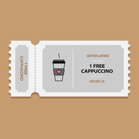 Cafe Card Design, Cute Ticket Design, Coupon Illustration, Voucher Card Design, Coupon Design Ideas, Coffee Event, Voucher Design Ideas, Voucher Design Coupon, Restaurant Vouchers