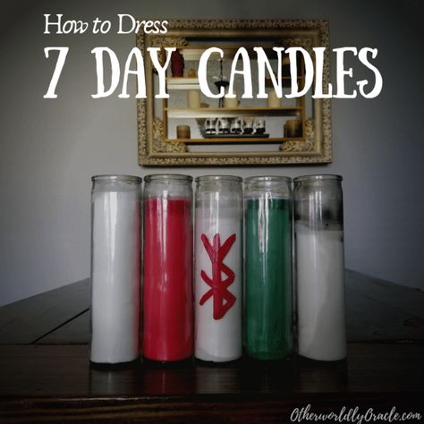 7 Day Candles: How to Dress Glass Jar Candles for Spells Candle Making For Beginners, Candle Color Meanings, Candle Magic Spells, Witchcraft Candles, Saint Candles, Easy Love Spells, Candle Reading, Candle Dressing, Magic Crafts