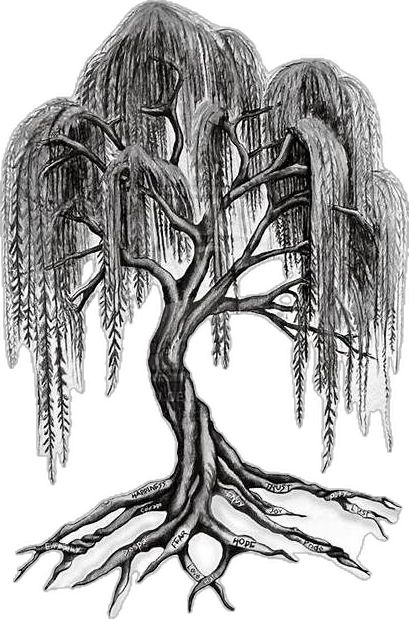 Tattoo Tree Roots, Tree Tattoo Side, Weeping Willow Tattoo, Willow Tree Art, Roots Tattoo, Willow Tree Tattoos, Tattoo Tree, Super Tattoo, Easy Draw