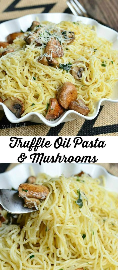 Truffle Pasta and Mushrooms | from willcookforsmiles.com Pasta Recipes Mushroom, Mushroom Spaghetti Squash, Truffle Oil Pasta, Truffle Oil Recipes, Mushroom Spaghetti, Oil Pasta, Pasta With Mushrooms, Truffle Pasta, Mushroom Recipes Pasta