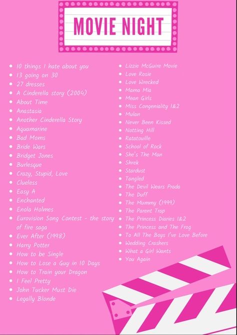 Girly Comfort Movies, Princess Diaries Movie Night, Comfort Movies To Watch, Girly Movies To Watch, Barbie Movie Night, Film With Friends, Series Checklist, Netflix Shows To Watch, Lizzie Mcguire Movie