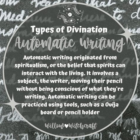 Types Of Divination Witchcraft, Types Of Divination, Cosmic Witchcraft, Witchy Practices, Ancient Soul, Spiritual Crafts, Witchcraft Basics, Automatic Writing, Candy Witch