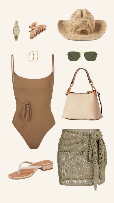 Summer beach outfit ideas Cowgirl Swimsuit, Resort Wear For Women Classy, Dubai Outfits Ideas, Classy Swimsuit, Beach Girl Outfits, Swimsuit Outfit, Beach Outfit Ideas, Elegant Swimwear, Cute Vacation Outfits