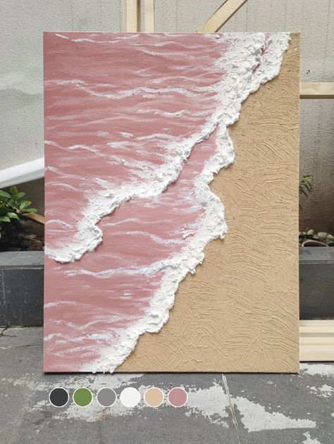 White Ocean Wave Textured Painting,sea Beach Painting,pink Ocean Abstract Painting,minimalist Ocean Painting,ocean Wave Landscape Painting - Etsy Ukraine Canvas Painting With Texture, Pink Waves Painting, Texture Landscape Painting, Textured Art Sea, Textured Sunset Painting, 3d Beach Painting, Pink Sea Painting, Pink Ocean Painting, Textured Canvas Art Beach