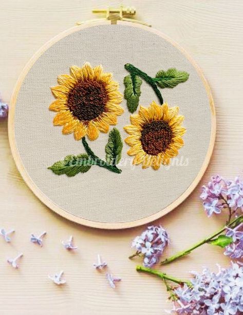 PDF sunflower Hand Embroidery pattern - Payhip Sunflower Hand Embroidery, Digital Embroidery Patterns, Types Of Stitches, Hand Embroidery Pattern, Cool Diy Projects, Digital Embroidery, Embroidery Pattern, Embroidery Projects, Design Show