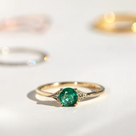 Sapphires, Rubies & other stones Catbird Jewelry, Jennie Kwon, Designer Rings, White Diamond Ring, Emerald Engagement, Deco Ring, Green Sapphire, Emerald Engagement Ring, 14k Gold Ring