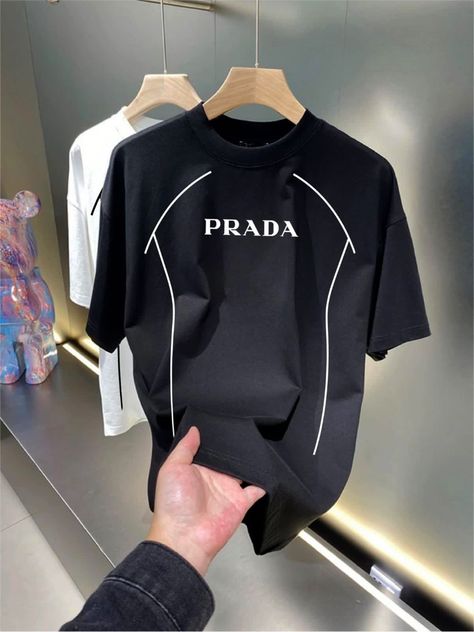 Prada Tshirt Men, Nike Tshirt Men, Pizza Omelette, Man Trousers, Prada Tshirt, Mens Casual Outfits Summer, Street Fashion Men Streetwear, Tee Shirt Designs, Men Shirt Style