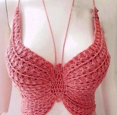 Crochet Lingerie Pattern Free, Crochet Lingerie, Top A Crochet, Crochet Bra, Crochet Crop Top Pattern, Mode Crochet, Crochet Ladies Tops, Crochet Tops Free Patterns, Crochet Fashion Patterns