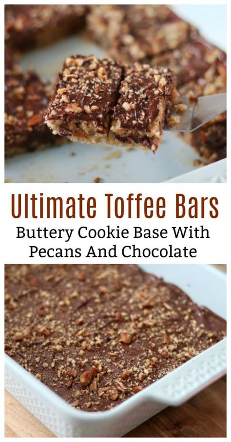 Pecan Toffee Bars, Candy Clusters, Toffee Bars Recipe, Pecan Toffee, Holiday Cheesecake, Cake Mix Cookie Bars, Easy Bar Recipes, Brownies Recipes, Bar Desserts