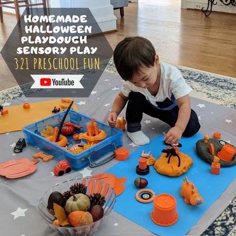 Homemade Halloween Playdough Sensory Play video: https://youtu.be/Znm9_YnzifE In this video, Miss Brittany uses homemade black & orange playdough to create a fun, Halloween sensory play activity for young children. This is a great way for them to have exploratory & sensory play! #sensoryplay #exploratoryplay #handsonlearning #playdoughactivities #preschoollearning #diyplaydough #halloweeenactivities #finemotorskills #fallactivities #homeschoolmom #preschoolactivities #toddleractivities Halloweeen Activities, Halloween Sensory Play, Halloween Playdough, Playdough Activity, Prek Learning, Playdough Sensory, Diy Playdough, Play For Kids, Halloween Sensory