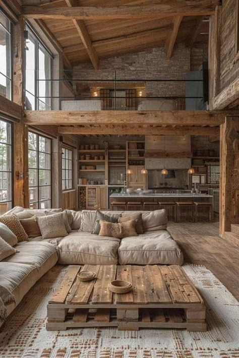 Small Attic Room Ideas, Small Attic Room, Modern Country Living, Barndominium Interior, Rustic Living Room Furniture, Modern Rustic Living Room, Interior Design Per La Casa, Small Attic, Barn Style House