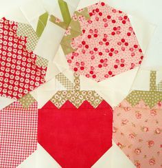 Free Strawberry Quilt Patterns | Yum! Strawberry Social by The Pattern Basket Strawberry Quilt Block, Strawberry Quilt, Strawberry Social, Quilt Blocks Easy, Paper Pieced Quilt, Sampler Quilts, Cozy Quilts, Quilt Block Tutorial, Sampler Quilt