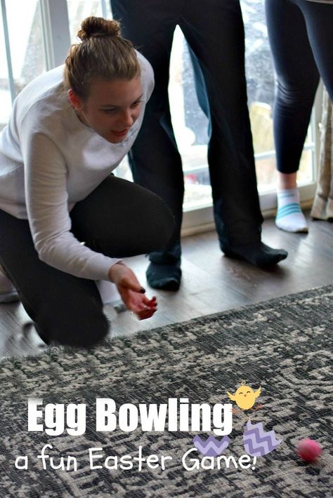 Easter Egg Bowling - A Fun Family Easter Game! This is such a fun Easter Game Idea. It's easy to set up and fun for the whole family to play. Play indoors or outdoors. Perfect for kids and adults. www.kidfriendlythingstodo.com #eastergame Easter Egg Roll Game, Adult Easter Games, Family Easter Games, Indoor Games For Adults, Fun Easter Games, Indoor Party Games, Family Games To Play, Cabin Weekend, Easter Games For Kids