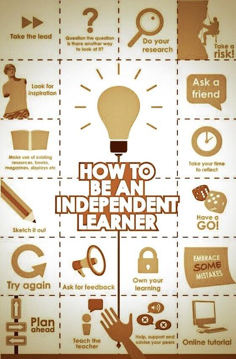 How to be an Independent Learner #Infographic - "Take the lead. - Question the questions. Is there another way to look at it? - Do your research - Take a risk - Look for inspiration... " Visible Learning, 21st Century Learning, 21st Century Skills, Learning Strategies, Instructional Design, Personalized Learning, Learning Styles, Online Tutorials, Classroom Displays