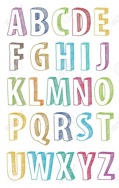 Letras Cool, Alfabet Font, Tipografi 3d, Writing Fonts, Alfabet Letters, Doodle Fonts, Abc Letters, Hand Lettering Fonts, Hand Lettering Alphabet