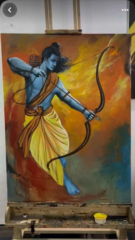 Vishnu Painting, Sri Ram Paintings, Hanuman Watercolour Painting, Shiva Acrylic Painting Canvas, Lord Ram Painting Canvas, Ram Acrylic Painting, Hanuman Ji Painting On Canvas, Canvas Painting Ideas God, Ram Navmi Drawing