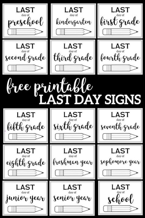 Free Printable Last Day of School Sign {Pencil}. Easy DIY poster for your kids last day of school pictures. Kindergarten though Senior year. #papertraildesign #firstdayofschool #school #kindergarten #firstgrade #preschool #highschool #middleschool #jrhigh Last Day Of School Printable Free, Last Day Of School Sign Printable Free, Last Day Of School Pictures, Last Day Of Preschool Sign, Last Day Of Kindergarten Sign, Last Day Of School Sign, Diy Poster, Boy School, Milestone Board