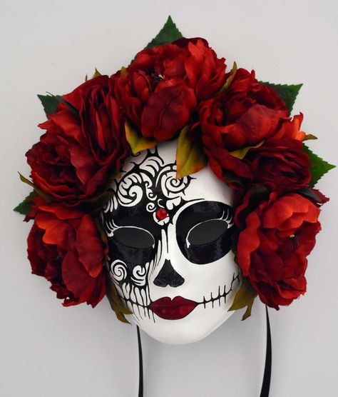 Catrina Mask, Day Of The Dead Masks, Ks3 Art, Day Of The Dead Mask, Festival Headpiece, Day Of The Dead Art, Sugar Skull Makeup, Candy Skulls, Venetian Masks