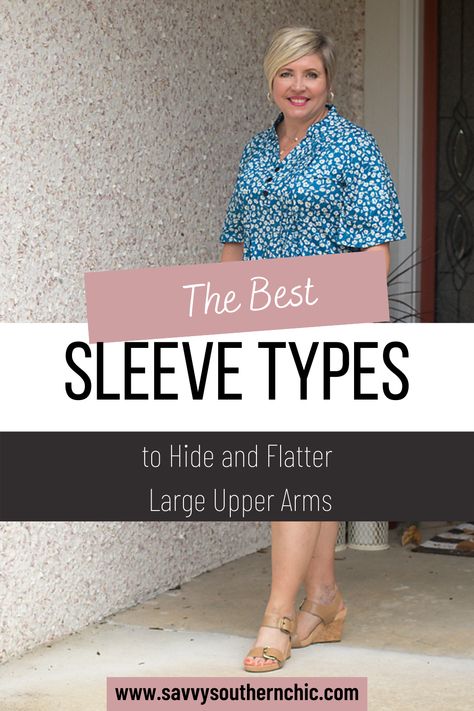 If your big arms, or maybe just flabby arms, have you stressing over wearing certain summer tops, relax a little and know that there are options out there. We are going to discuss the best sleeves for big arms in this article and look at some stylish summer tops that will allow you to cover that problem area and still look fabulous. You wil learn how to hide arm fat or draw attention away with these large upper body outfits. Sleeves For Big Arms, Average Woman, Big Arms, Flabby Arms, Bigger Arms, Professional Work Outfit, Body Fashion, Arm Fat, Short Neck