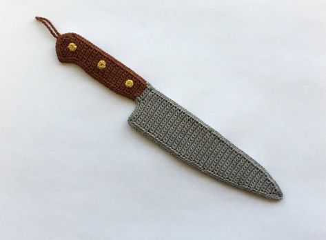 Machete, Cleaver, Chef Knife, Hatchet … Crochet Patterns For All The Knives Knife Patterns, Fancy Kitchens, Crochet Monsters, Crochet Food, Ornament Pattern, Knife Set Kitchen, Halloween Crochet, Crochet Applique, Thread Crochet