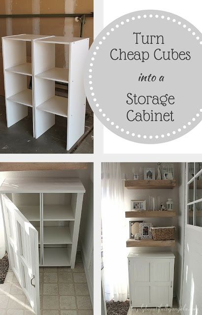 Simply Beautiful By Angela: Turn Cheap Cube Units into a Storage Cabinet for Cheap! Cheap Diy Cabinets, Cabinet Table Diy, Cube Cabinet Ideas, Diy Small Storage Cabinet, How To Add Doors To Cube Storage, Adding Doors To Cube Storage, Repurpose Cabinets, Cube Storage Makeover, Diy Shelves Design