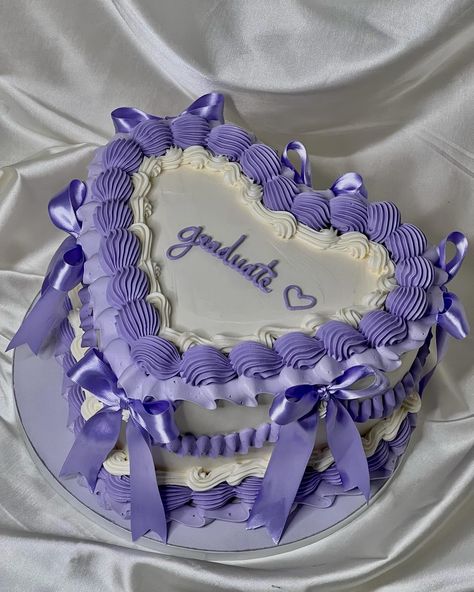 I’m obsessed with this one!!! . . . . . . . . #cake #cakecakecake #graduation #unccharlotte #clt #cltfood #cltbaker #buttercreamcake #cltinfluencer #explorepage✨ #explore #cltcakes #cakedesign #birthdaycake #purplecake Cake Designs For Graduation, Purple Cake Aesthetic, Purple Graduation Cake, Purple Heart Cake Aesthetic, Purple Heart Shaped Cake, Purple Heart Cake, Purple Vintage Cake, Cute Heart Cake Purple, Purple Vintage Heart Cake