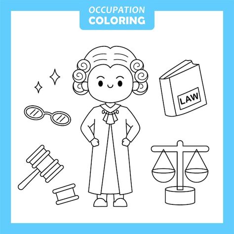 Carácter de ocupación de trabajo página ... | Premium Vector #Freepik #vector #abogado-dibujo #leyes #juez #abogado Community Helpers Worksheets Preschool, Fun Jobs, Community Helpers Worksheets, People Coloring Pages, Community Helper, Colorful Tapestry, Service Jobs, Colouring Printables, Free Fun