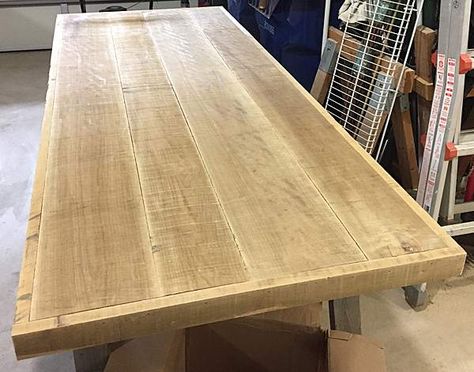 Is a wipe-on finish the best choice for my roughsawn maple tabletop overlay? Plywood Table Top, Maple Wood Table, Bedside Vanity, Diy Bedside, Pallet Deck Diy, Maple Table, Pallet Deck, Maple Furniture, Deck Diy