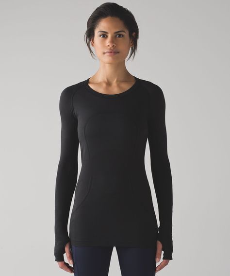 We designed this anti-stink,  long-sleeve layer with running  (and sweating) in mind. Black Long Sleeve Outfit, Lululemon Swiftly Tech Long Sleeve, Swiftly Tech Long Sleeve, Swiftly Tech Short Sleeve, Lululemon Long Sleeve, Long Sleeve Layer, Athletic Clothes, Long Sleeve Outfits, Lululemon Swiftly Tech