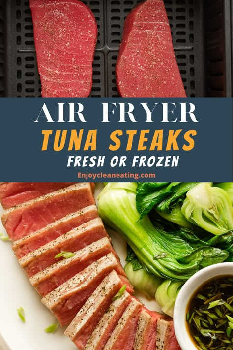 Yellowfin Tuna Air Fryer, Fresh Tuna Recipes Air Fryer, Keto Tuna Steak, Recipe Tuna Steak, Air Fry Ahi Tuna Steak, Ahi Tuna Steaks Air Fryer, Spicy Tuna Steak Recipes, Healthy Ahi Tuna Recipe, Tuna Recipes Air Fryer