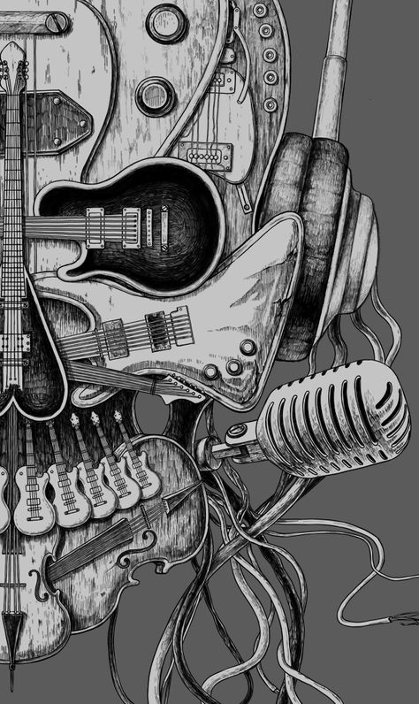 Muzică Rock, Arte Punk, Music Drawings, Music Illustration, Music Tattoos, Music Artwork, Musical Art, Music Images, Art Disney